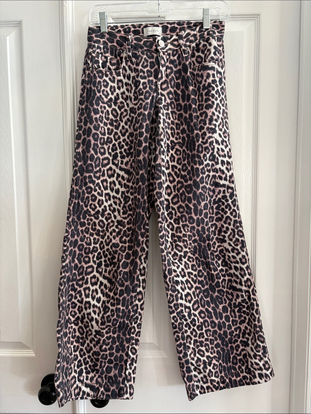 PACSUN Casey Low Rise Baggy Animal Print Wide Leg denim jeans Pants Size 23